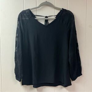 LOFT Whimsigoth Lace Witchy Blouse Women Medium Black Feminine Fairy Romantic